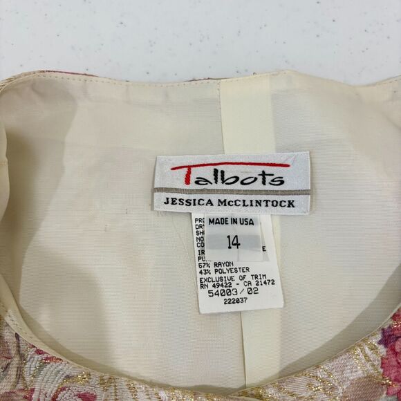 Vintage Talbots Jessica McClintock Floral Lace Jacket 14 Pearl Jacquard Lace 80s - Picture 8 of 13